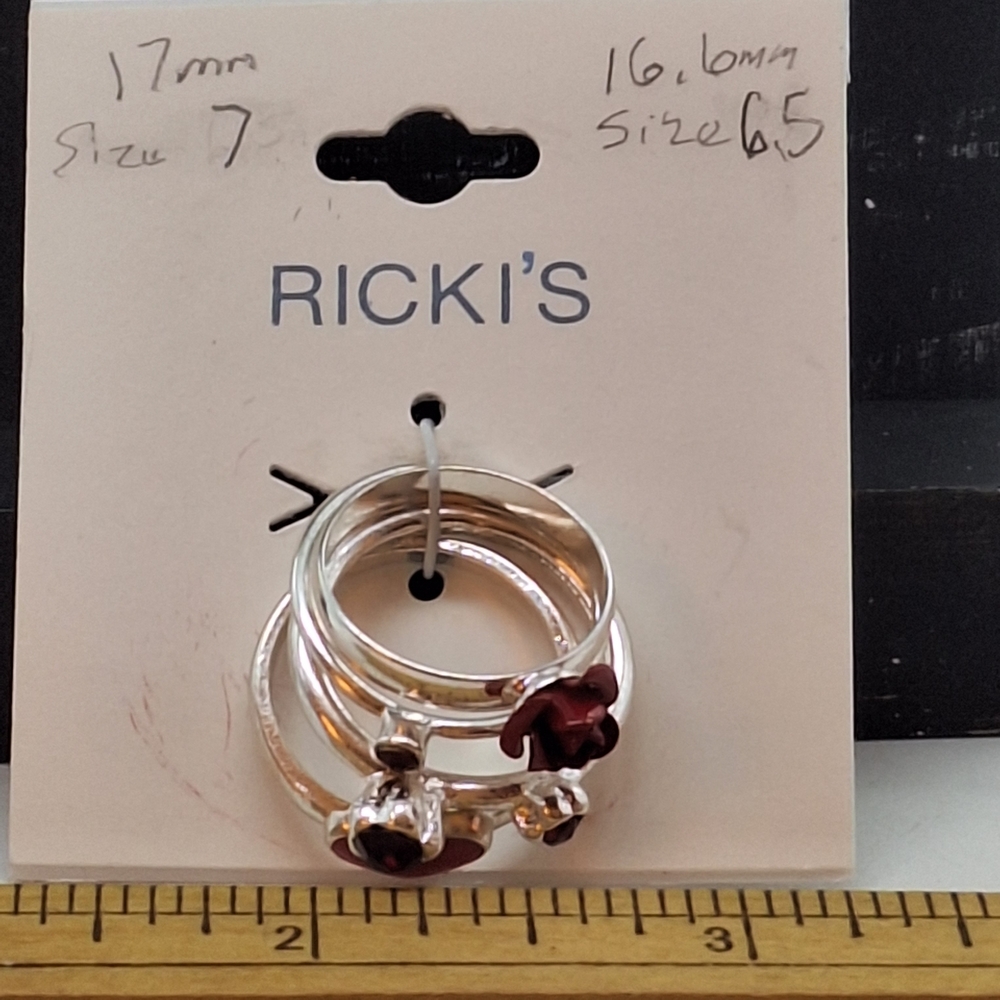Ricki's Silver and Red Women's Ring Set